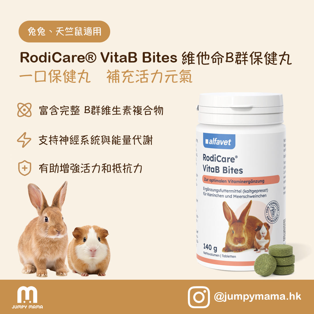 RodiCare® Vita B Bites 維他命B群補充保健丸｜提升精神體力・維生素B群｜兔及天竺鼠 140g