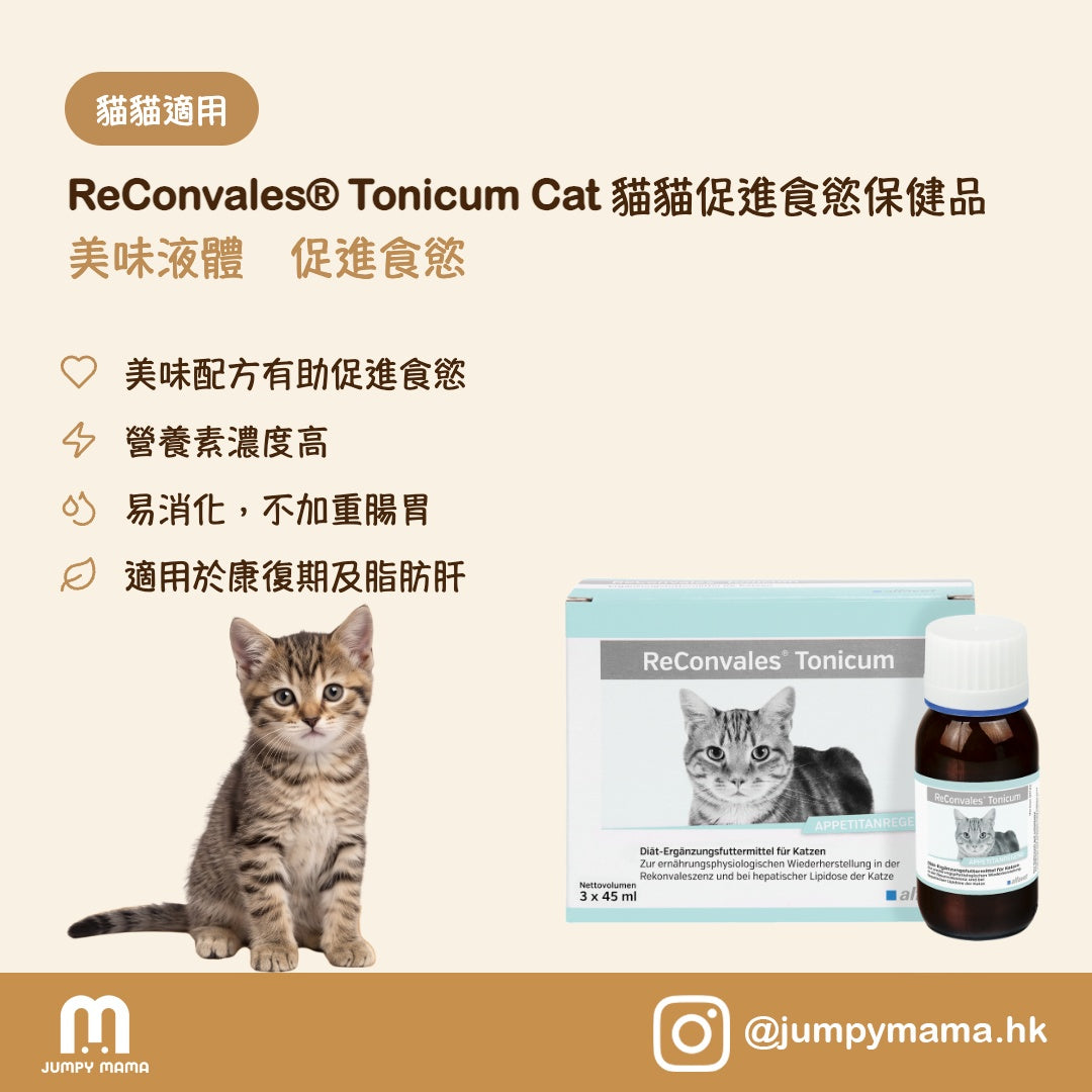 ReConvales® Tonicum Cat 貓用營養保健液｜恢復自然食慾・滋補配方｜貓用 3 x 45ml